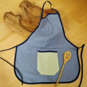 Kinderschürze petrol-gepunktet